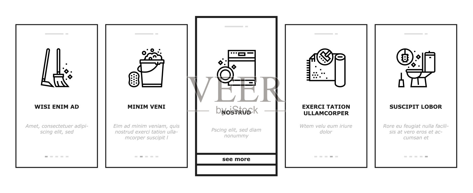 清洁面板图标设置矢量插画图片素材