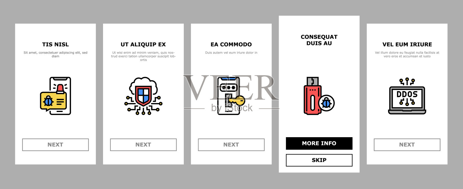 互联网安全登录图标设置矢量插画图片素材