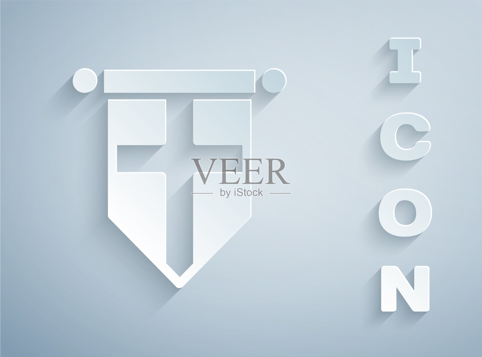 纸上刻着英国国旗上孤立的三角旗图标插画图片素材