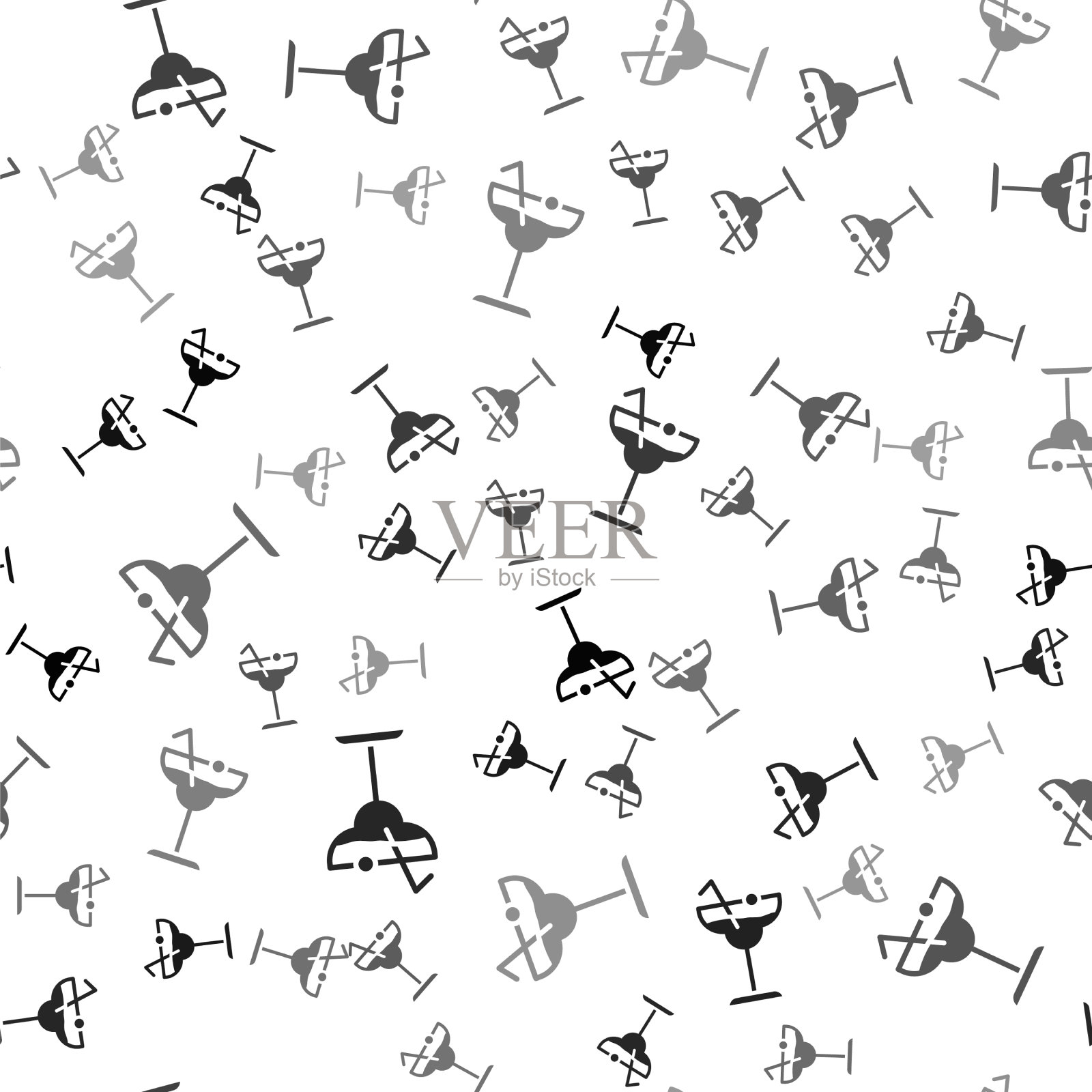 黑色鸡尾酒和酒精饮料的图标孤立插画图片素材