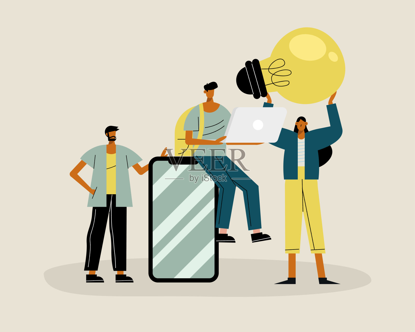 年轻人举起物体的特点插画图片素材