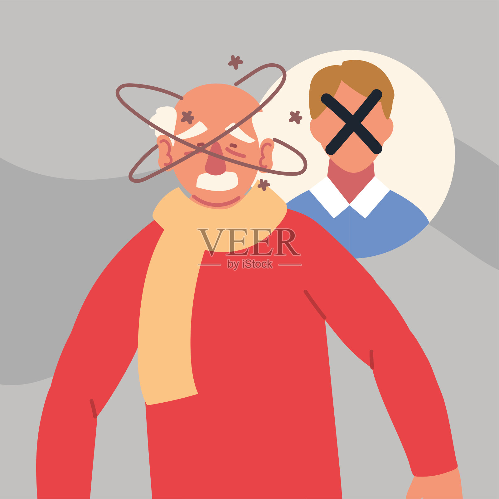 男人帕金森病插画图片素材