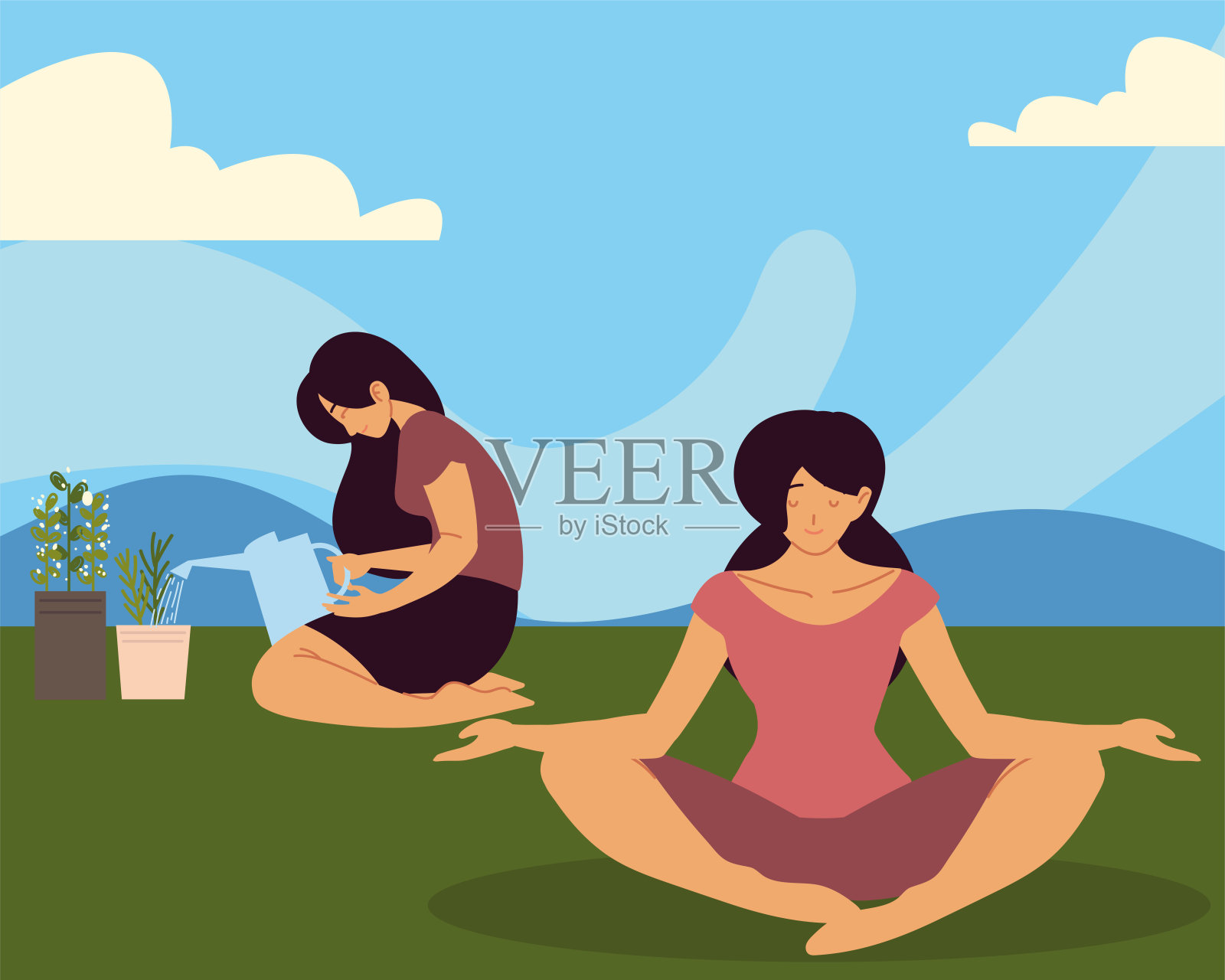 花时间自己插画图片素材