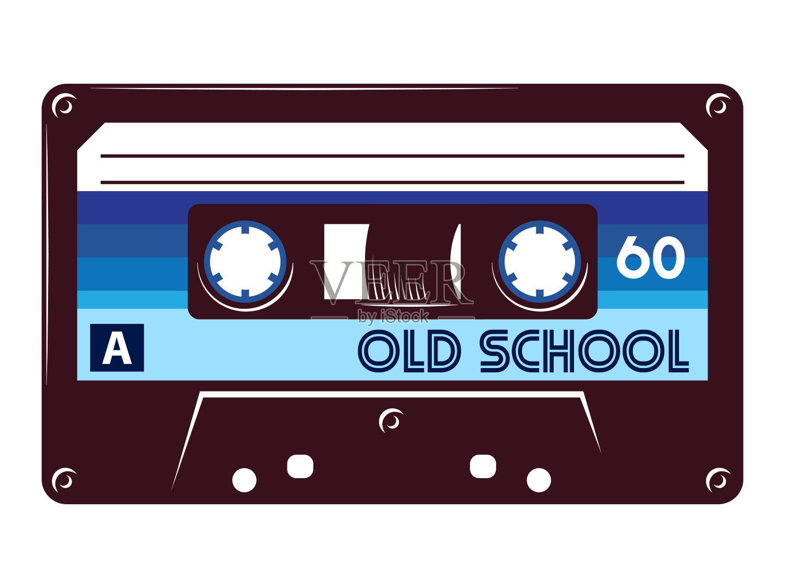 盒式磁带复古音频混音带矢量插图上的白色背景。插画图片素材