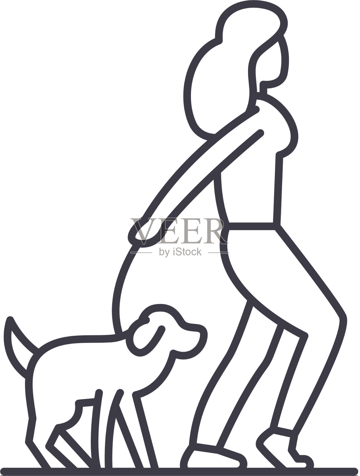 慢跑与狗图标线性隔离设计元素图片