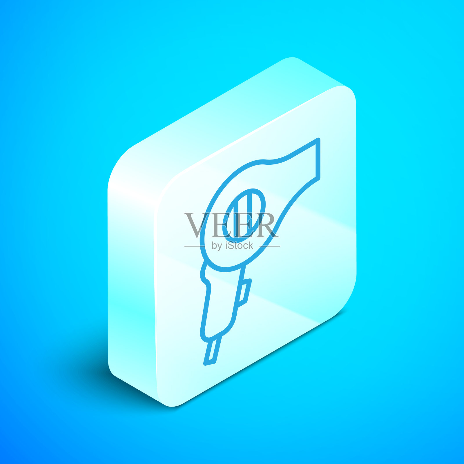 电吹风图标隔离在蓝色等距线插画图片素材