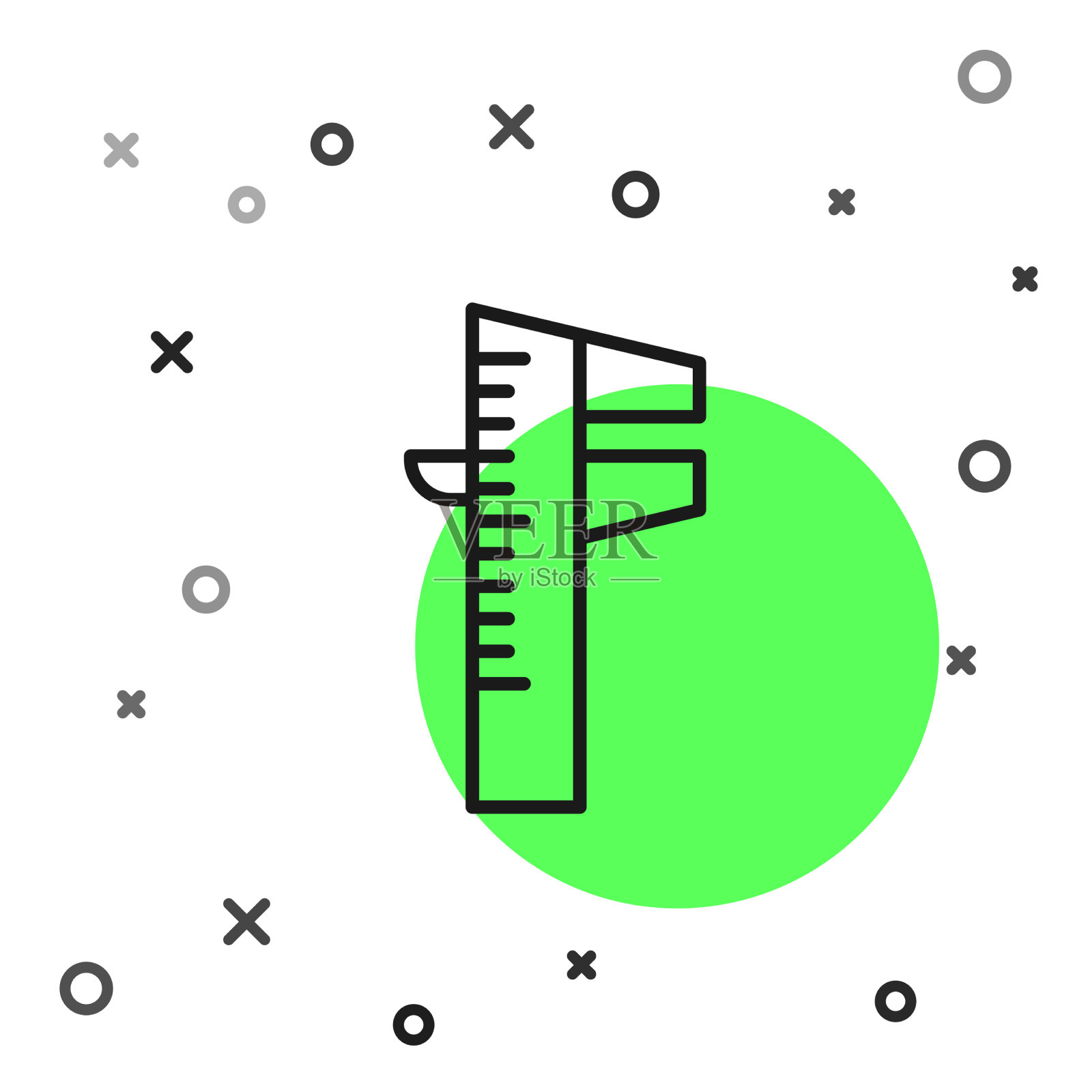 黑线卡尺或卡尺和刻度图标图标素材