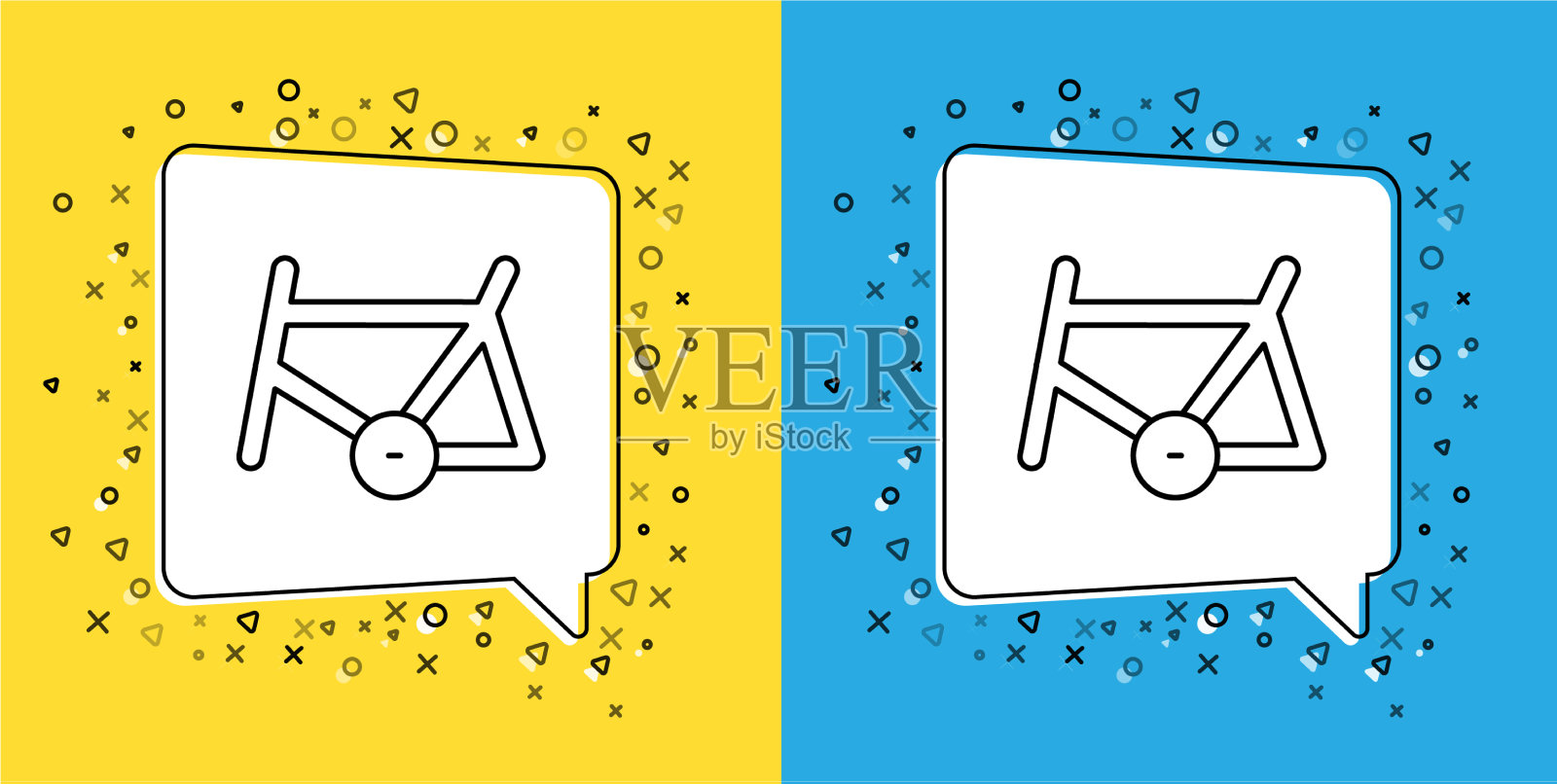 设置线自行车框架图标隔离在黄色和图标素材