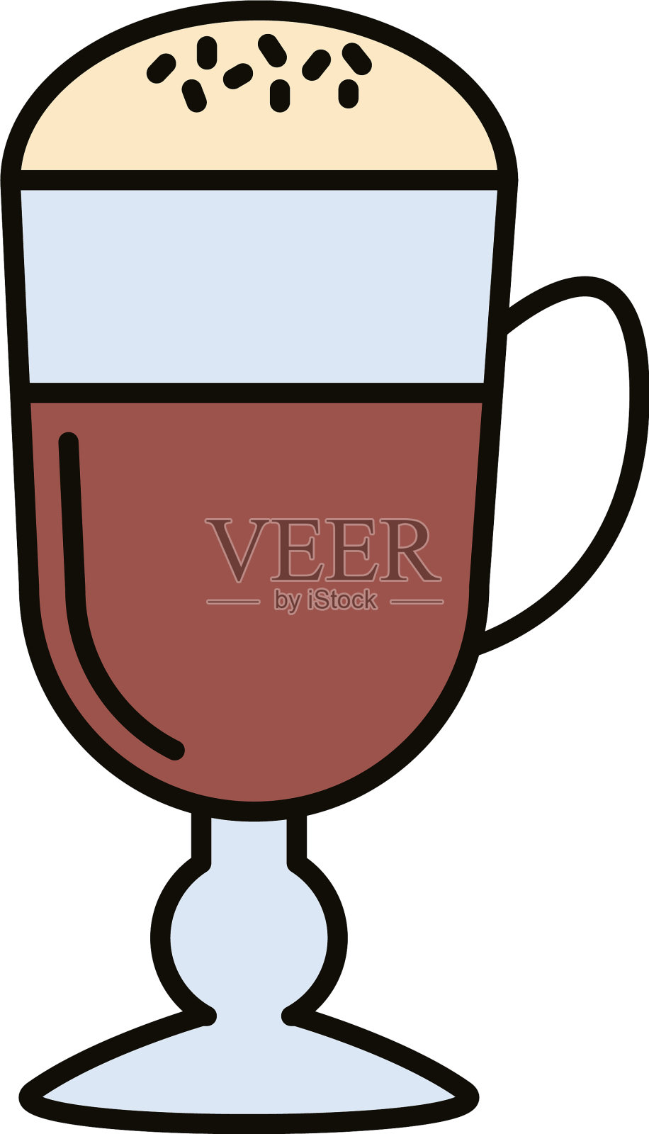 冰咖啡饮料线和填充样式图标设计元素图片