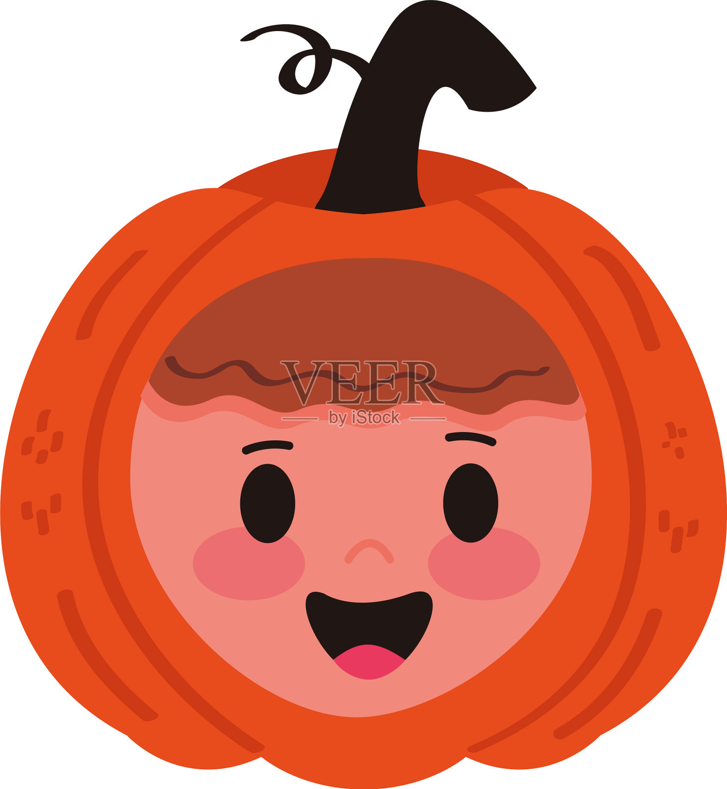 小男孩用南瓜伪装的头像设计元素图片