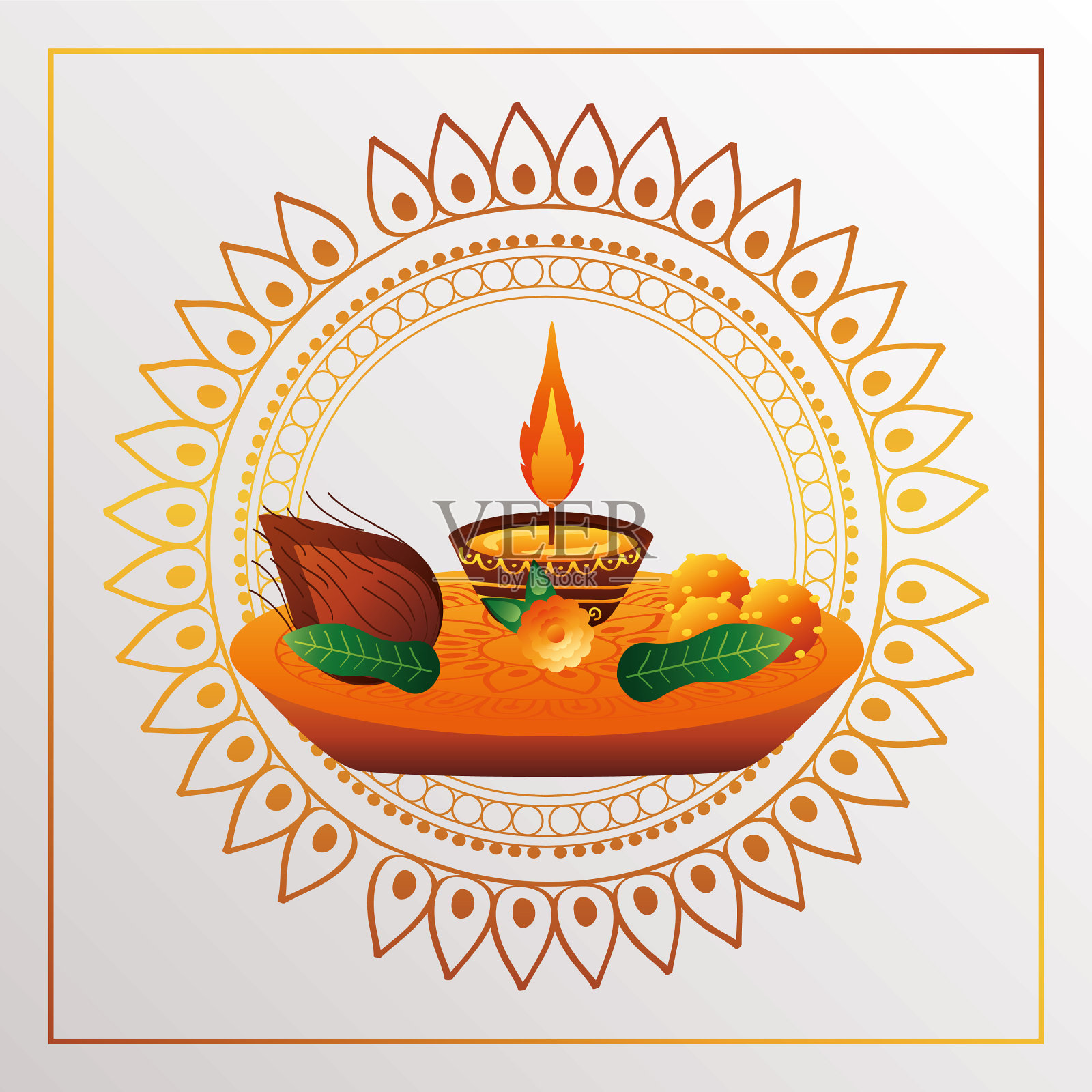 庆祝卡片上有蜡烛和插画图片素材