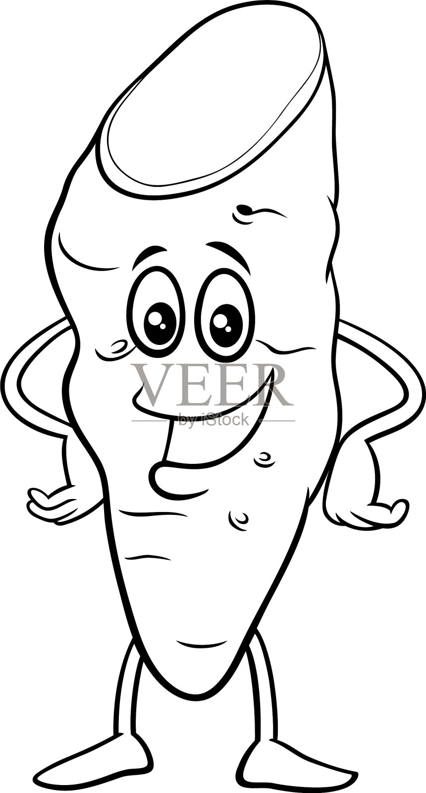 卡通山药蔬菜人物涂色书页设计元素图片