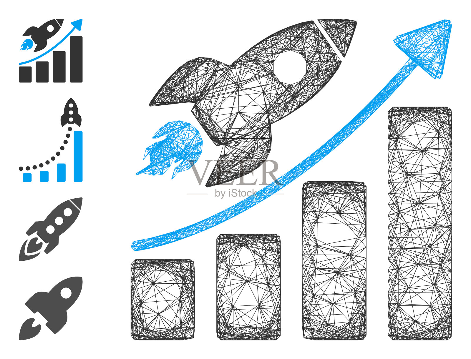 网络火箭启动图网格插画图片素材