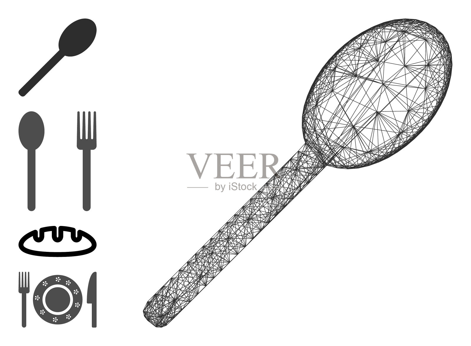 线性勺子网插画图片素材