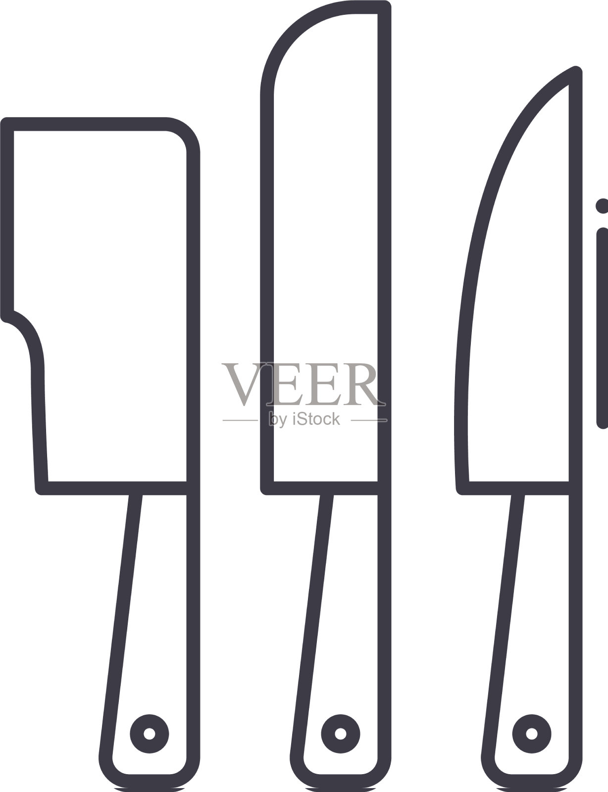 菜刀图标线性隔离插画图片素材