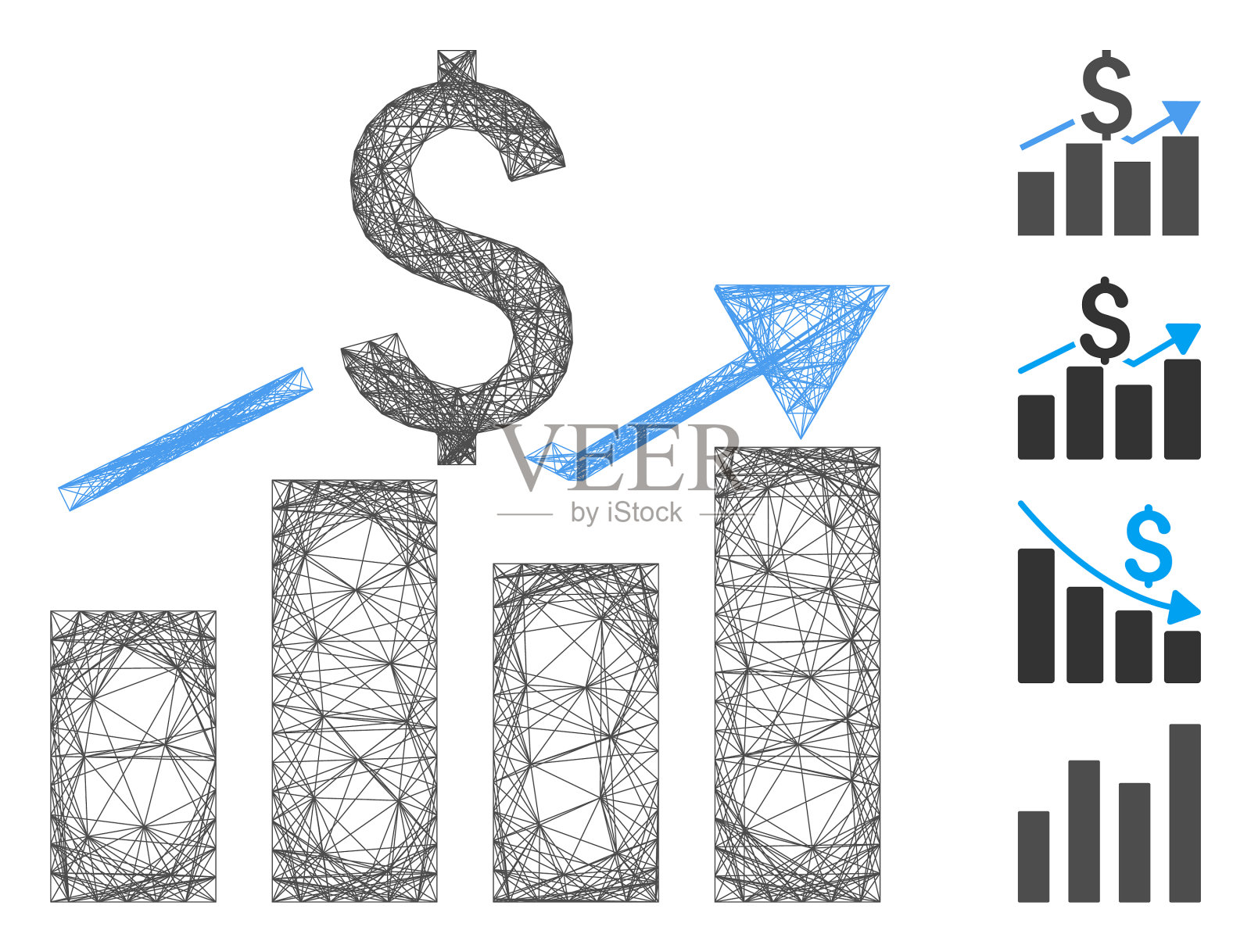 线性销售条形图网格插画图片素材