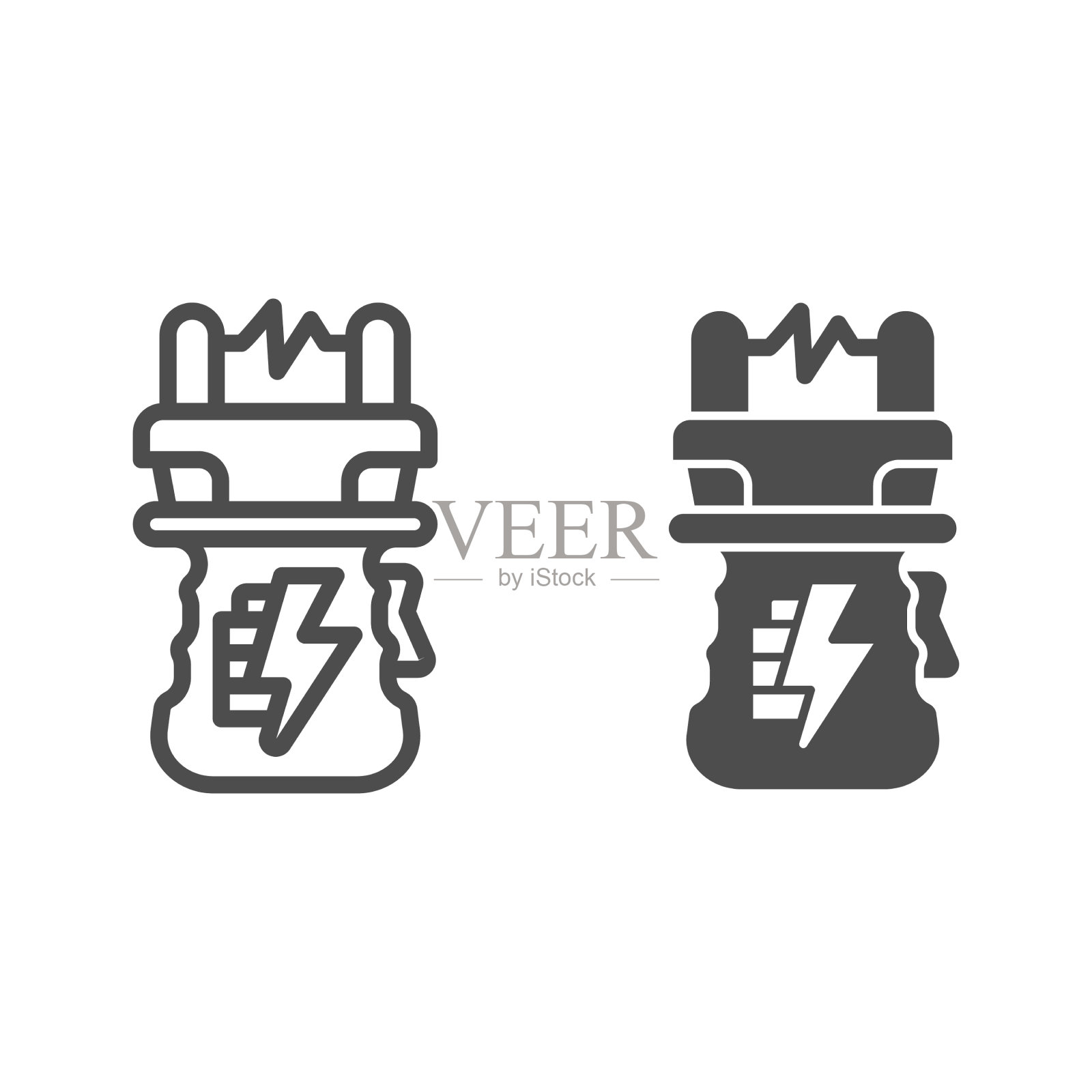 眩晕枪线和固体图标自卫的概念图标素材