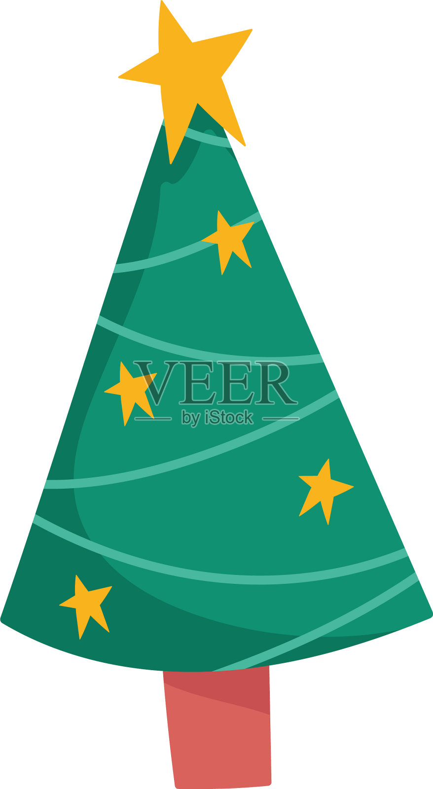 用星星装饰的圣诞树快乐设计元素图片