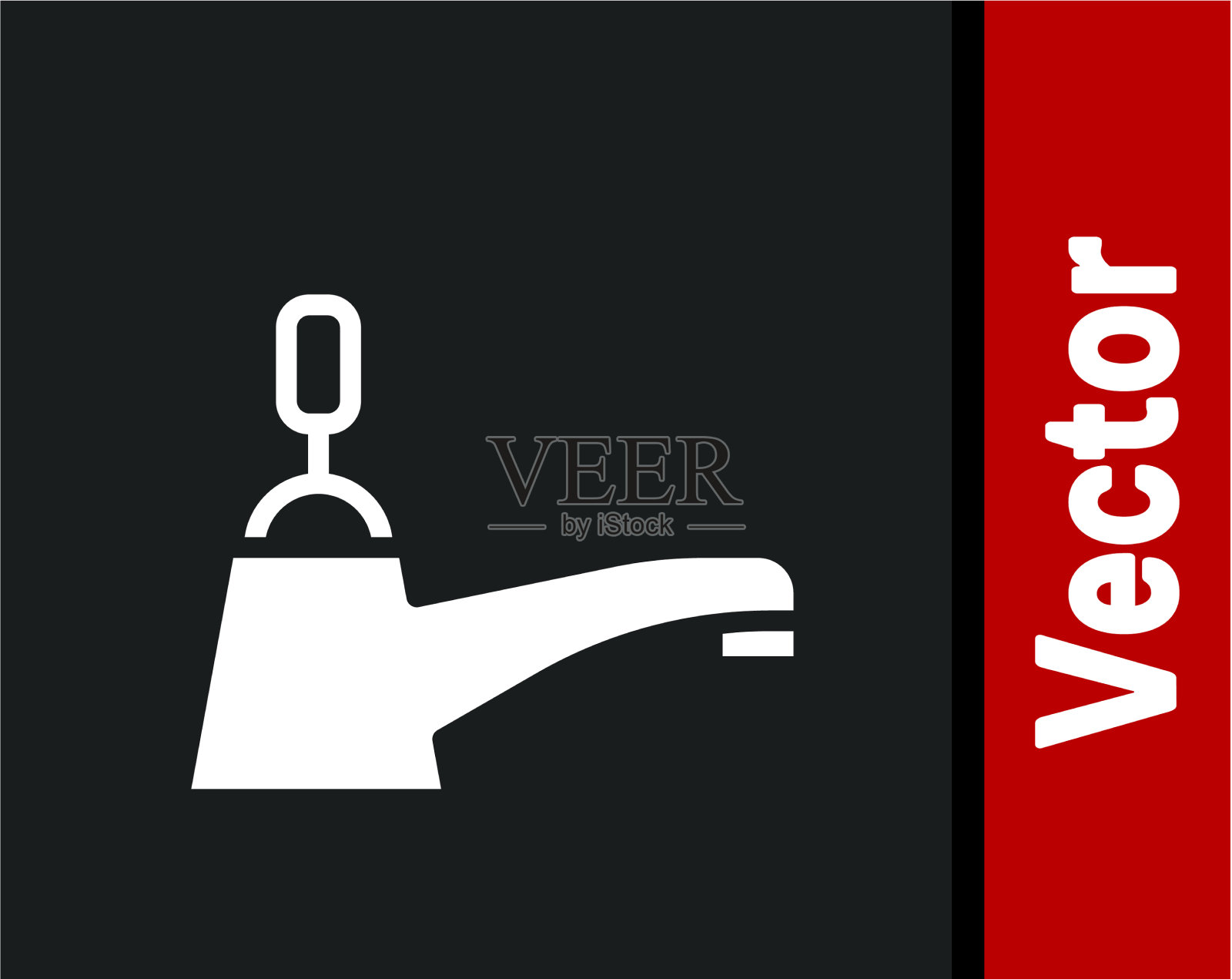 白色水龙头图标孤立在黑色背景插画图片素材