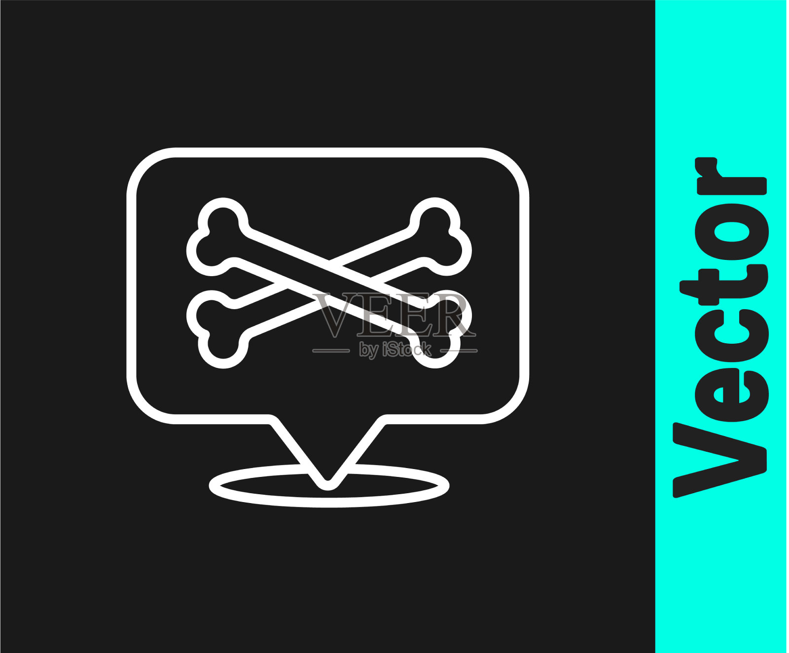 白线位置海盗图标孤立在黑色插画图片素材