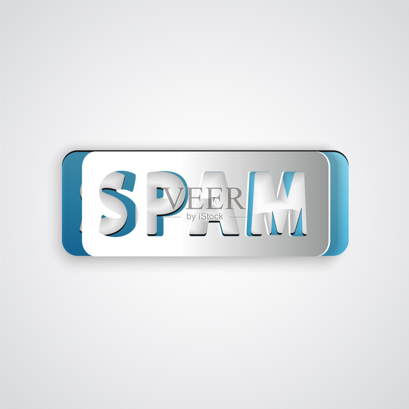 剪纸垃圾邮件图标孤立在灰色背景插画图片素材