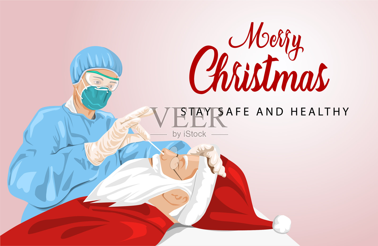 圣诞问候圣诞老人做棉签插画图片素材