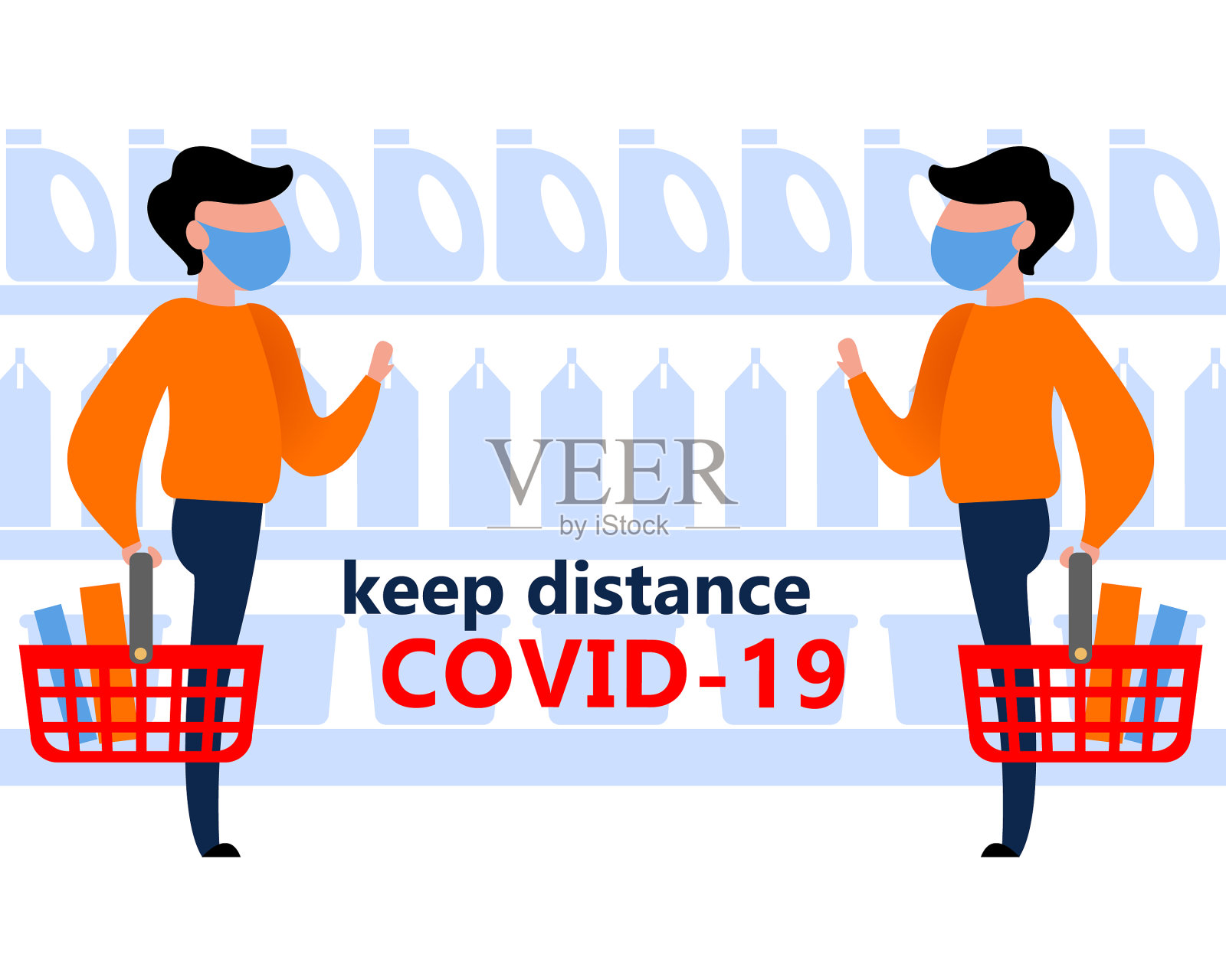 一个男人在商店里的方形图像插画图片素材