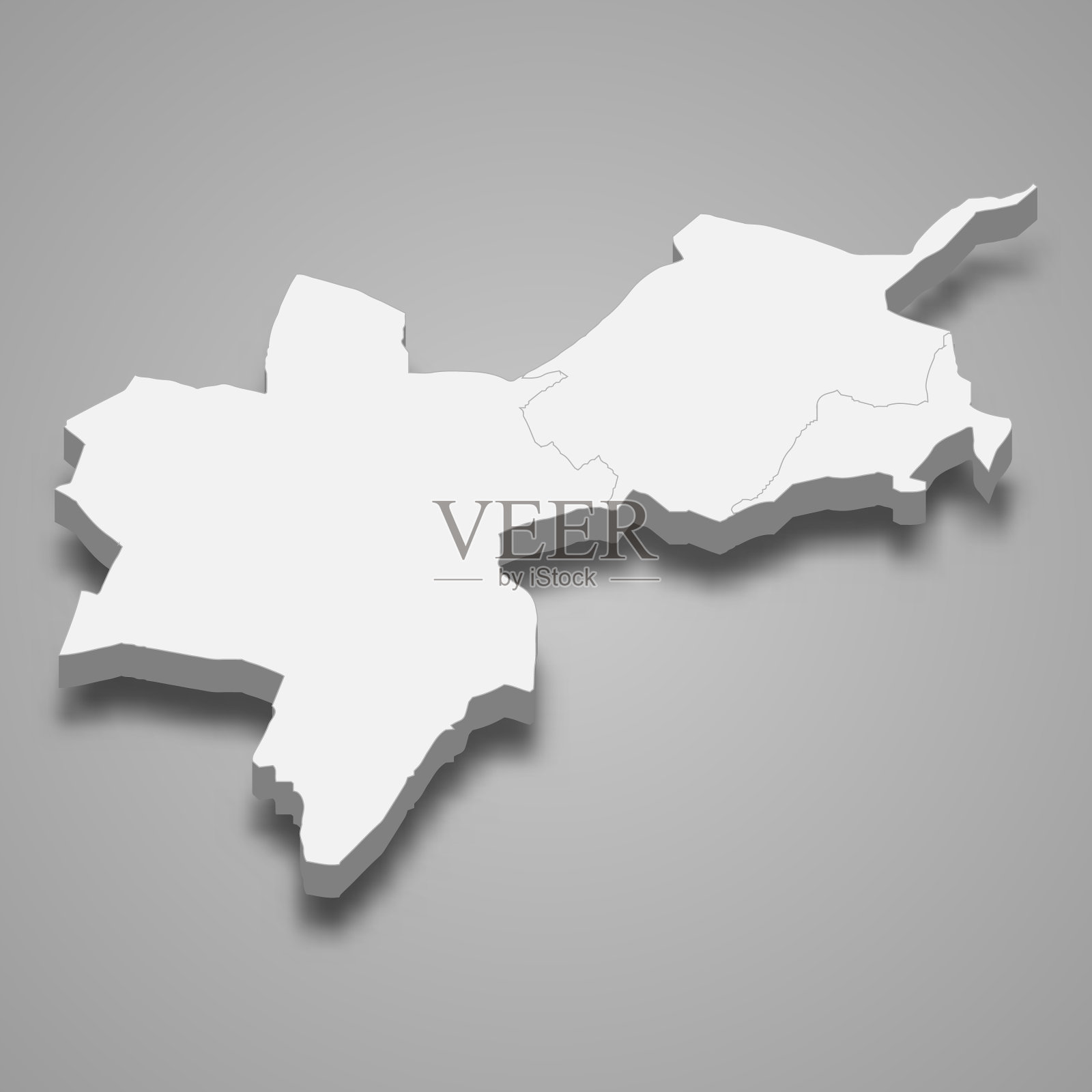 三维等距地图巴塞尔城市是一个州插画图片素材