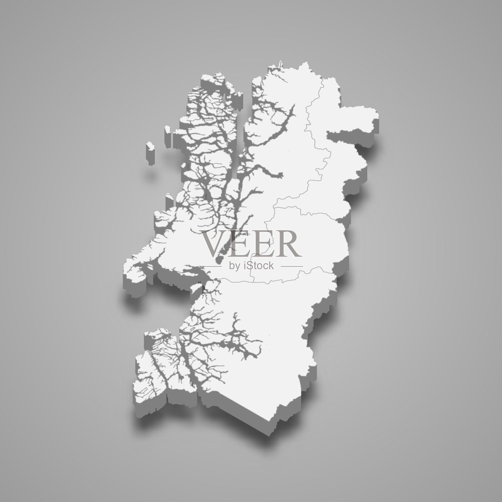 三维等距地图aysen是智利的一个地区插画图片素材