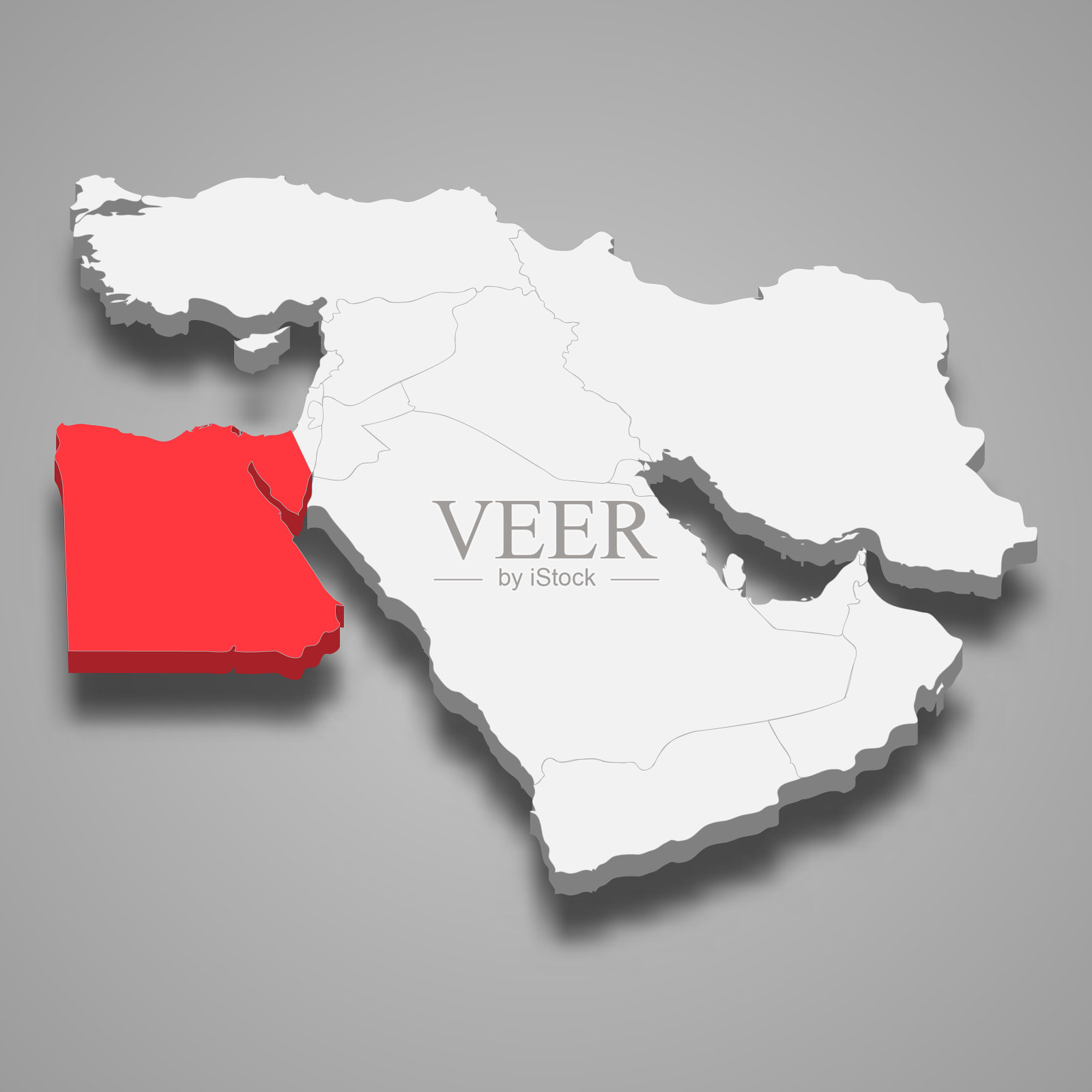 埃及国家位置在中东3d地图插画图片素材