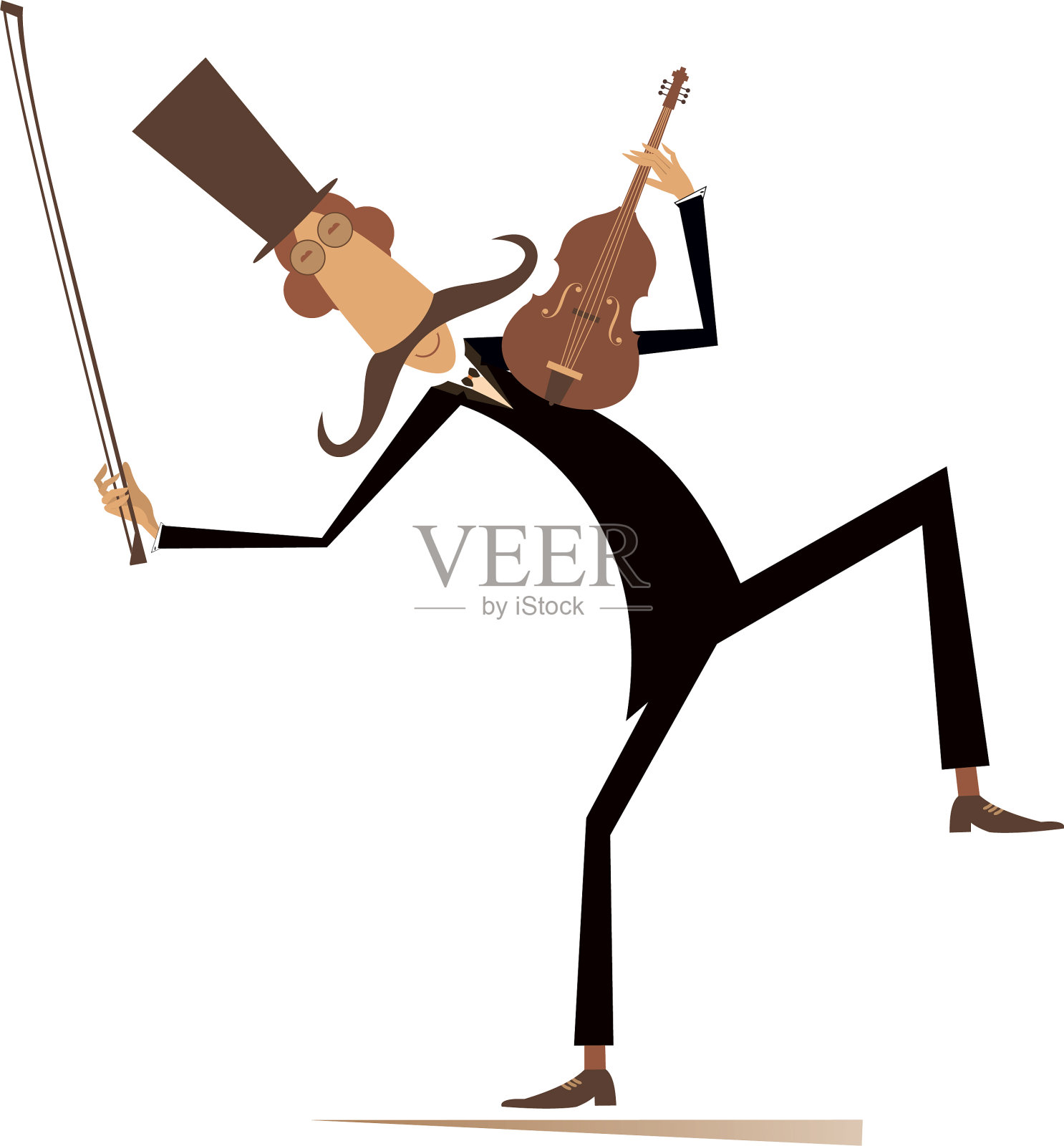 卡通长胡子小提琴家设计元素图片