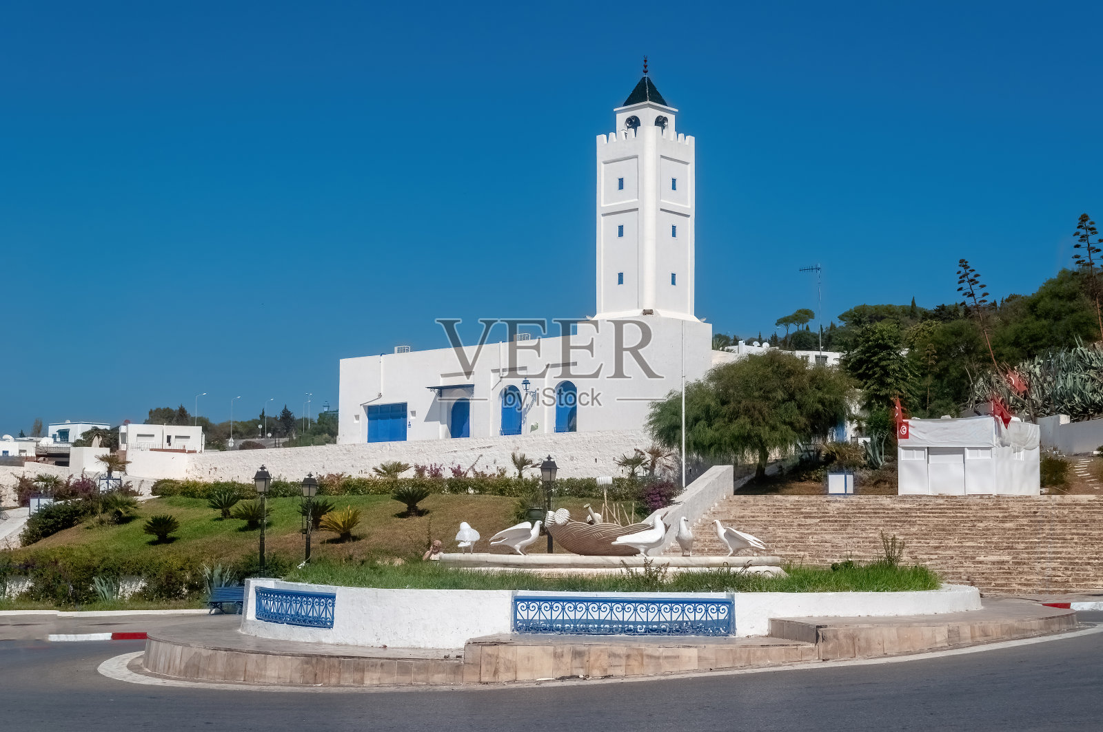 西迪布赛德清真寺是突尼斯建筑的一个范例。照片摄影图片