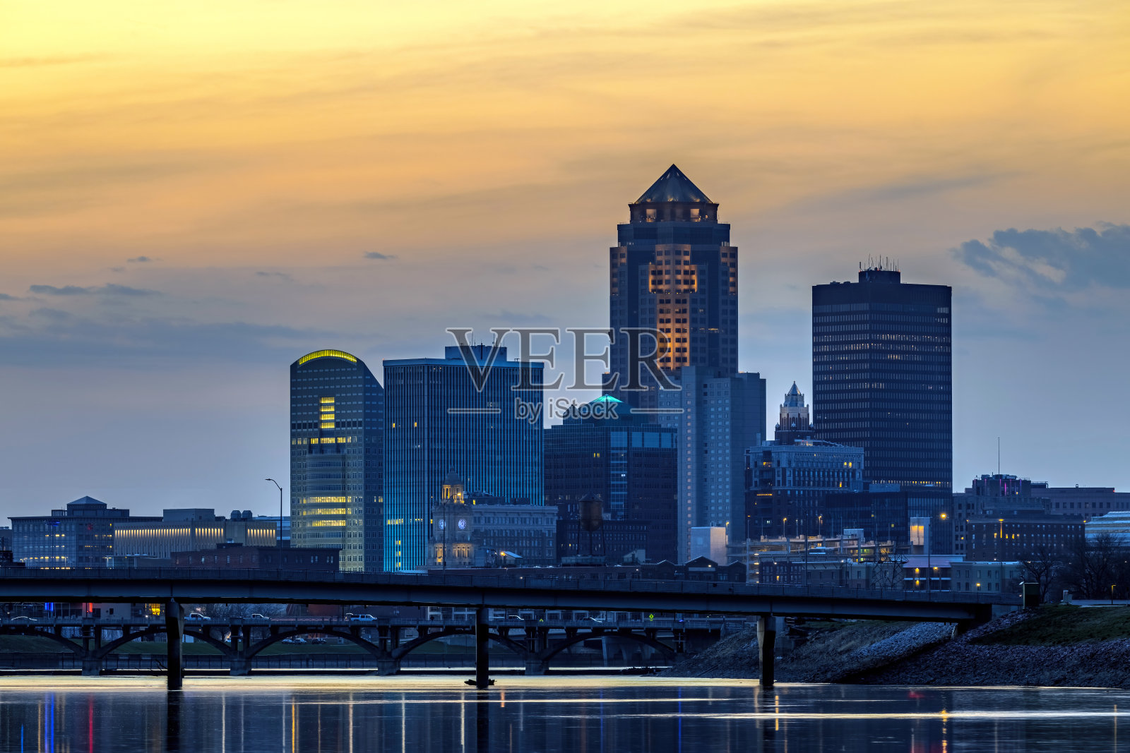 得梅因日落天际线照片摄影图片