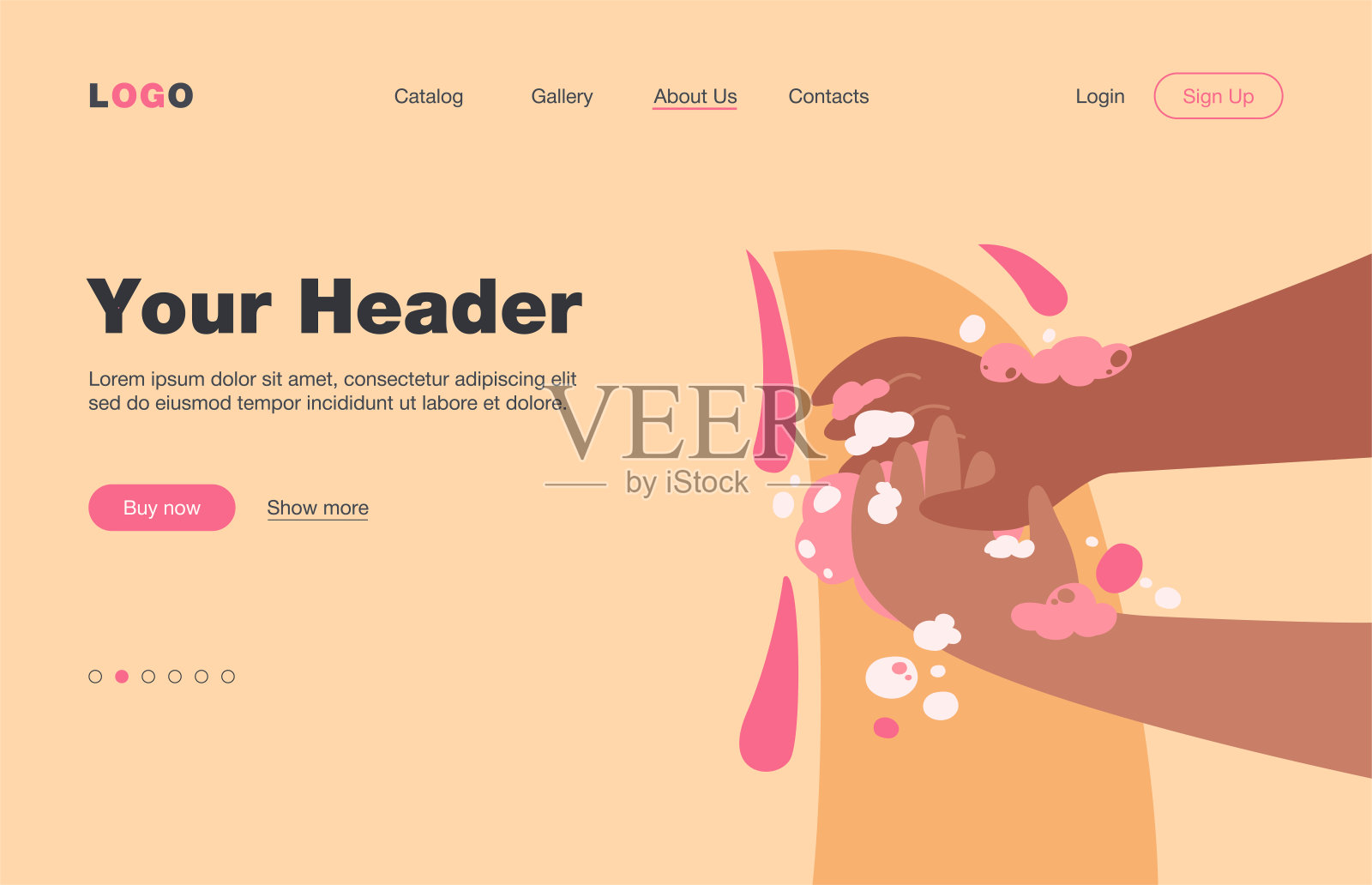 在流动的水中洗手的人插画图片素材