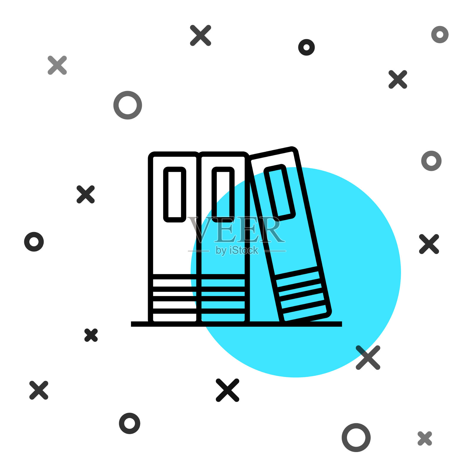 黑色线条的办公文件夹和文件图标素材