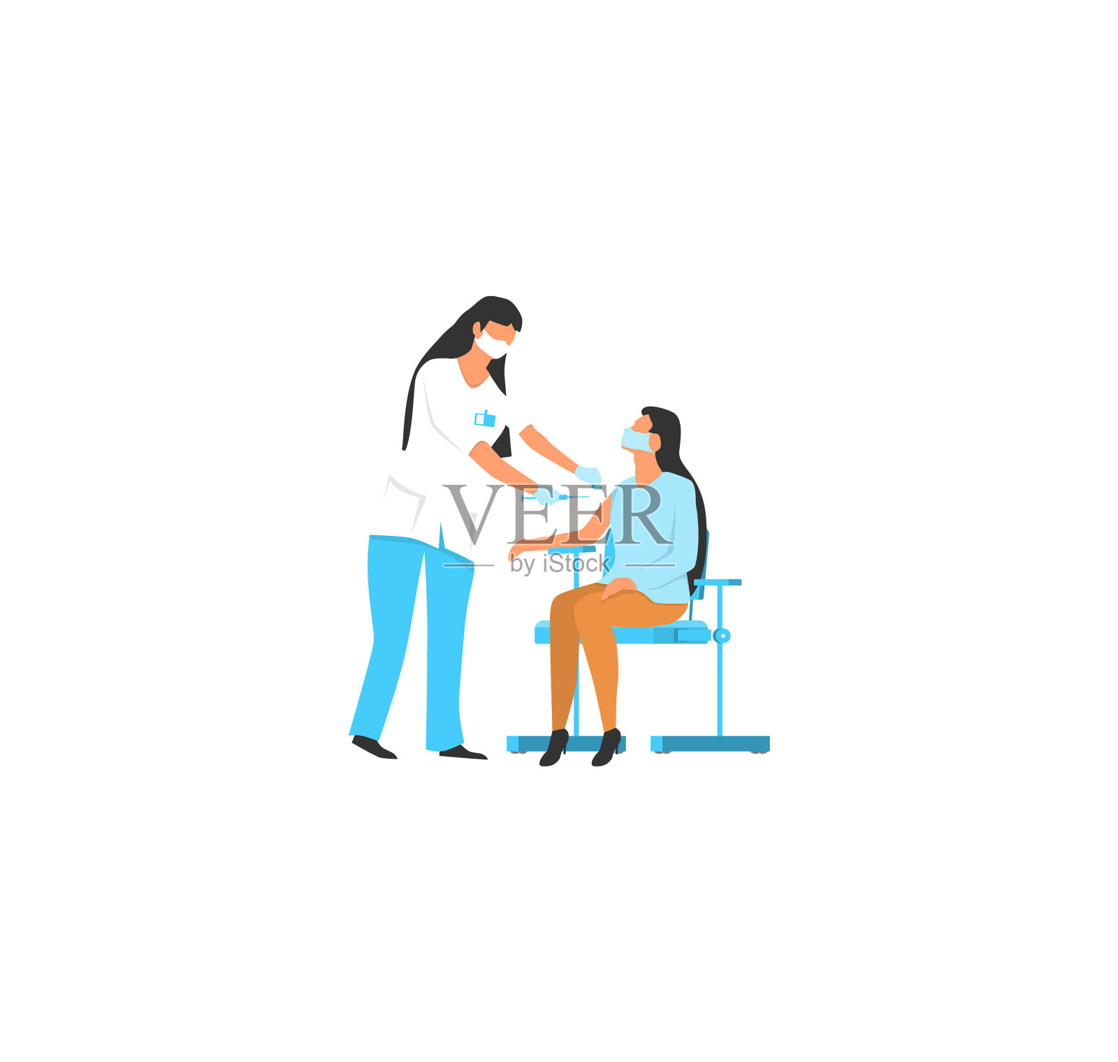 护士在医生中为妇女接种疫苗插画图片素材