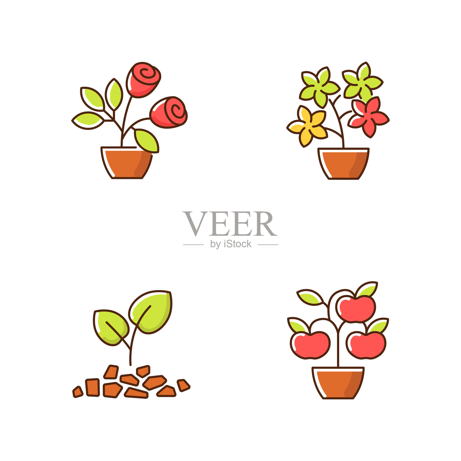 园艺商店类别RGB颜色图标集插画图片素材