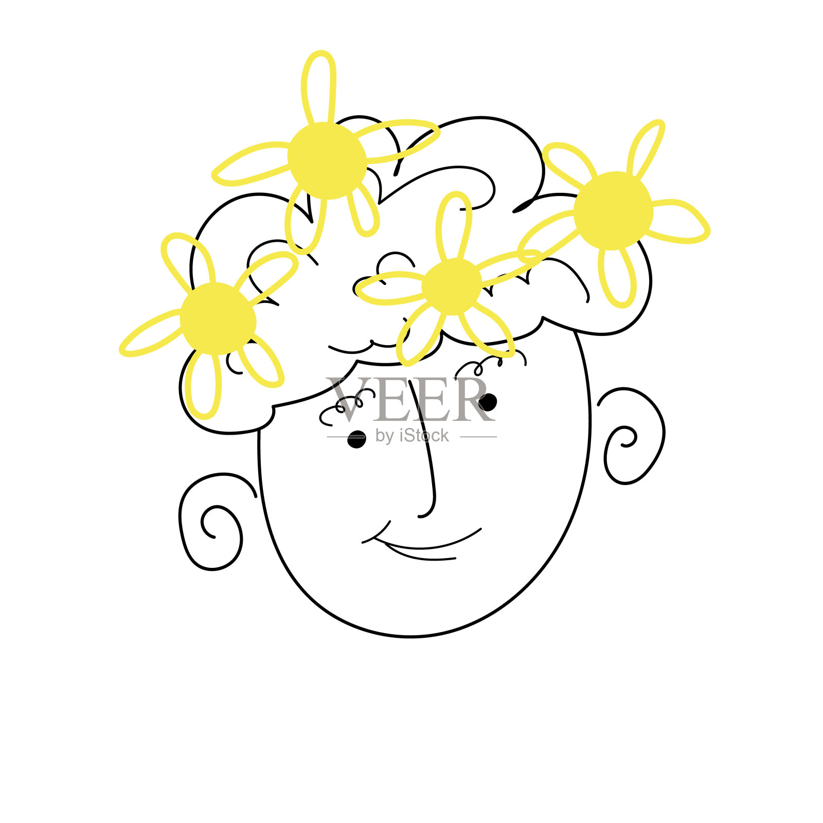 手绘卡通人物在一个孤立的白色背景上涂鸦风格。H插画图片素材