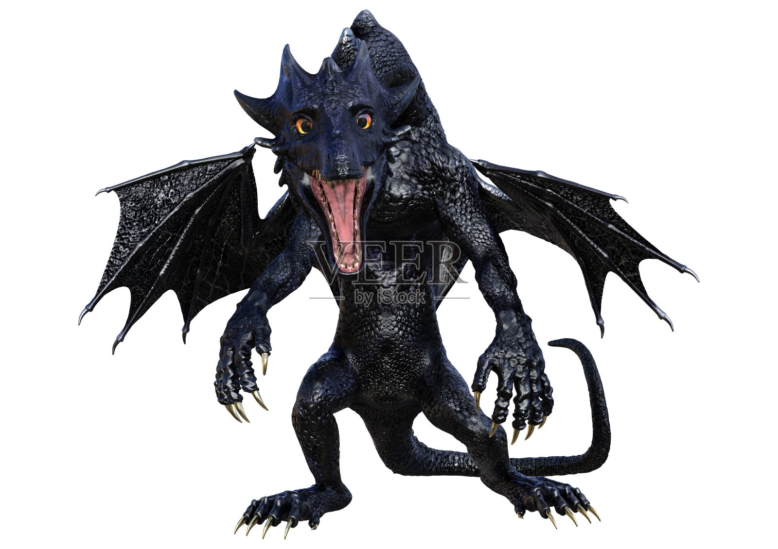 3D插图幻想龙在白色照片摄影图片