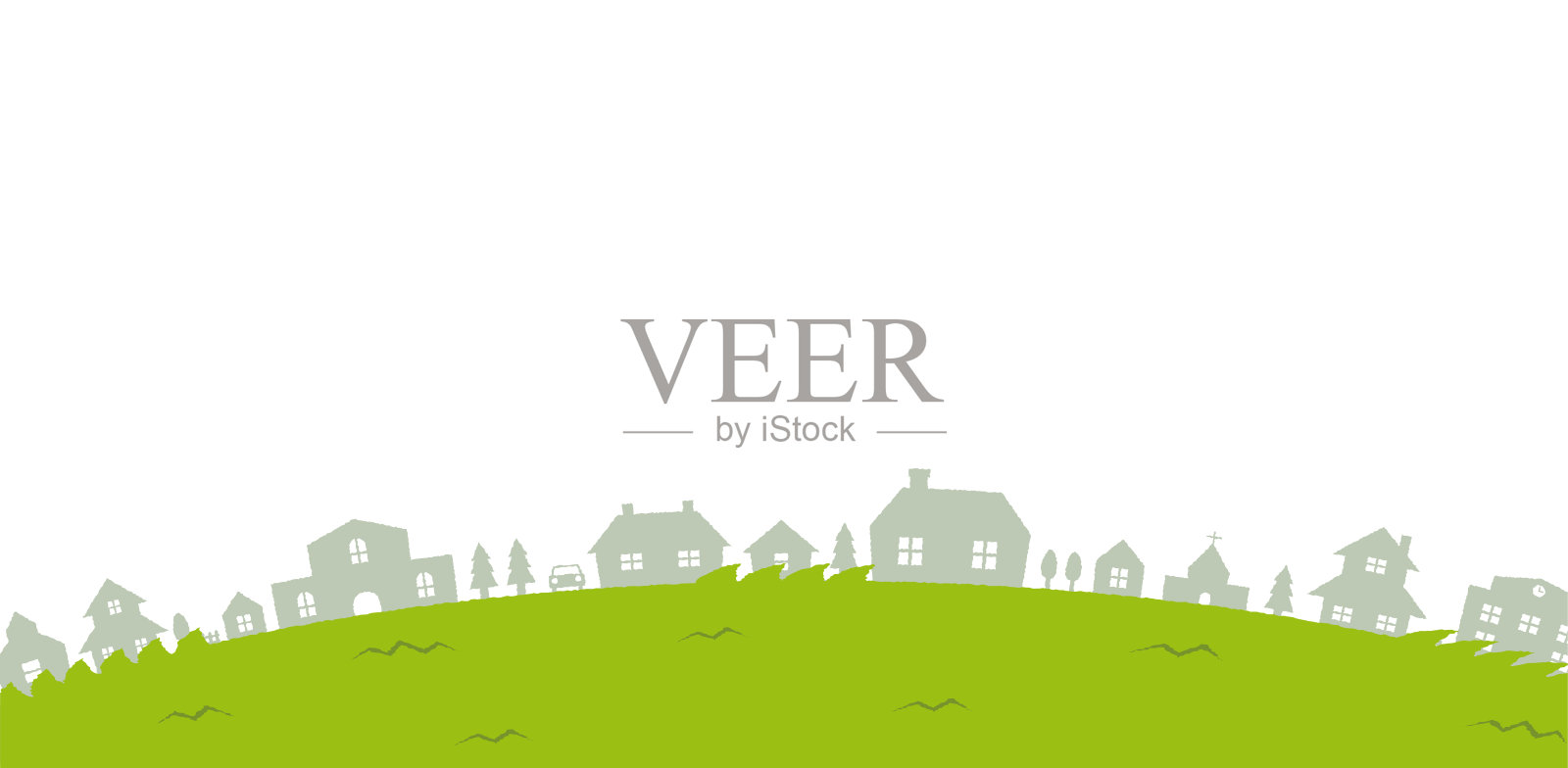 草地广场(篮球场)矢量横幅插图|景观类型插画图片素材