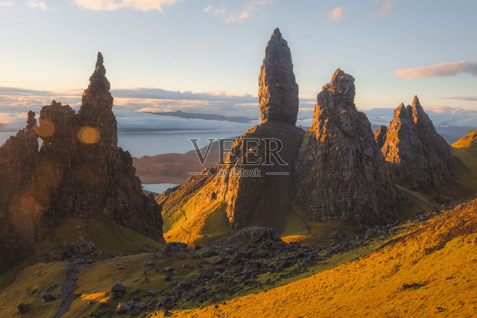 斯凯岛斯托尔老人的金光照片摄影图片