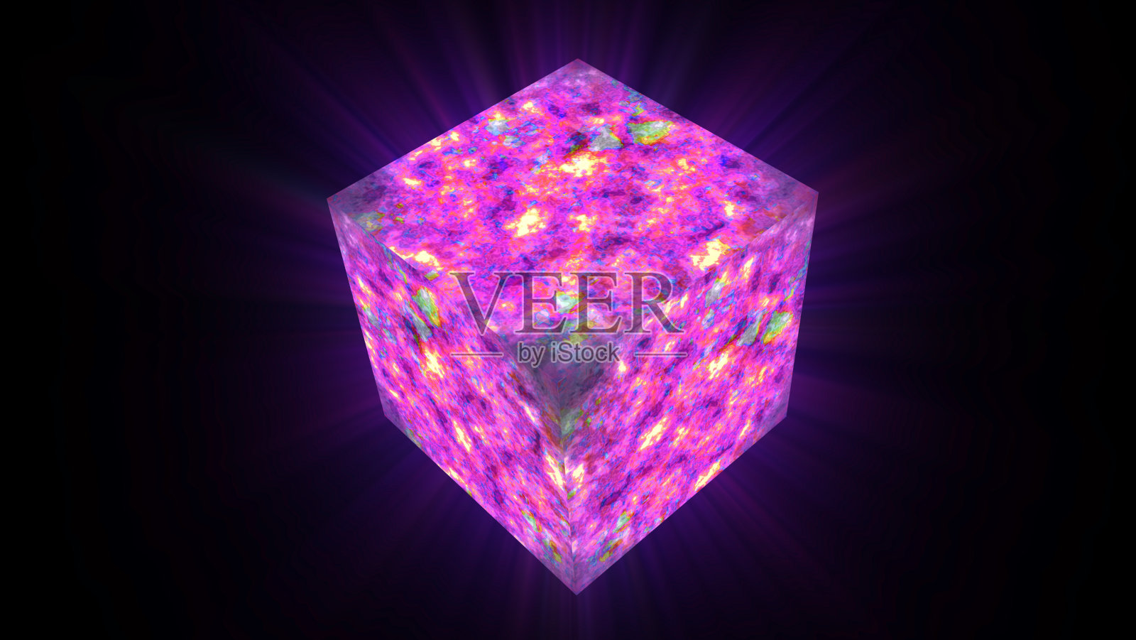 立方体抽象辉光熔岩豪华紫色和深色线表面照片摄影图片