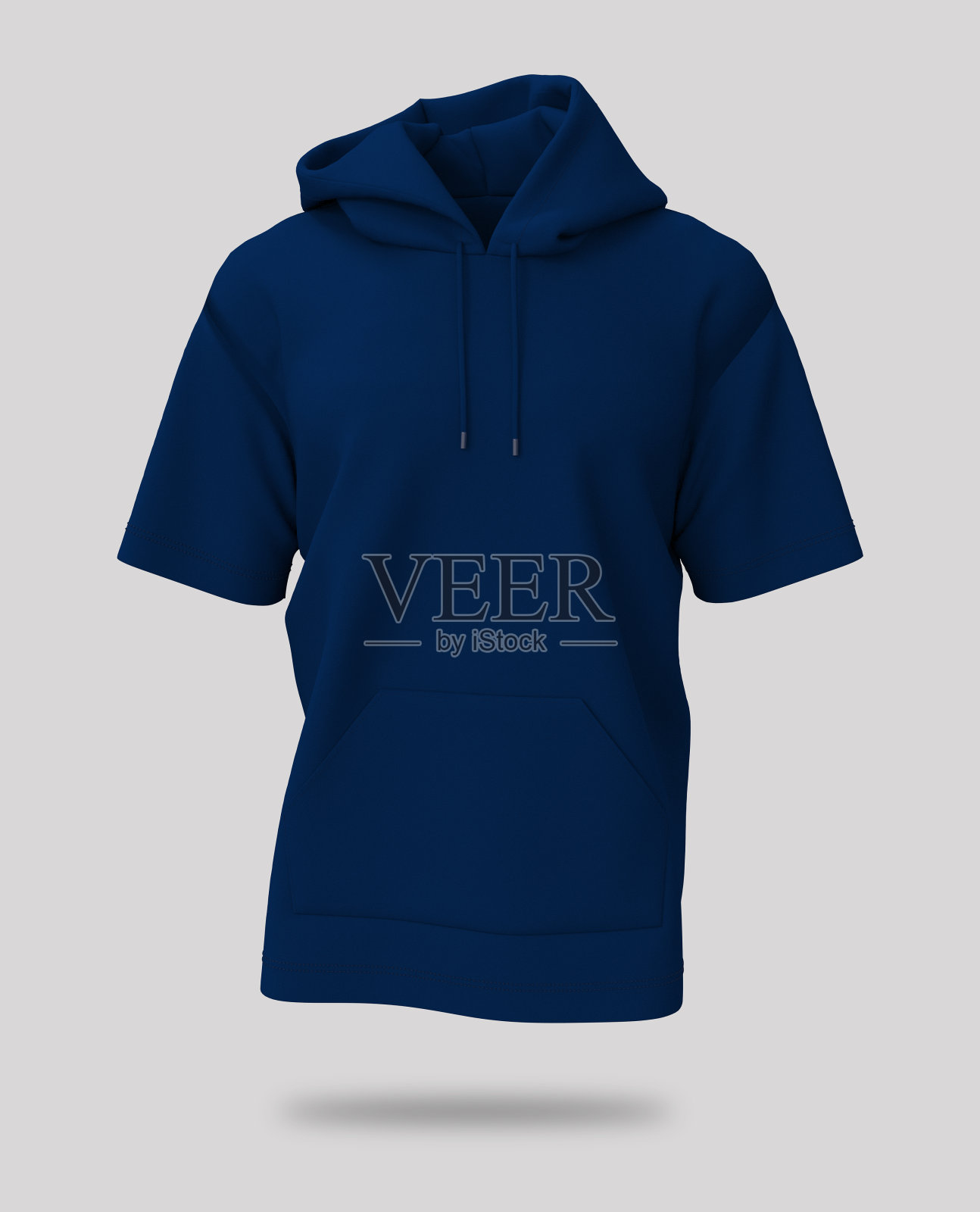 空白短袖连帽运动衫模型打印，孤立在白色背景照片摄影图片