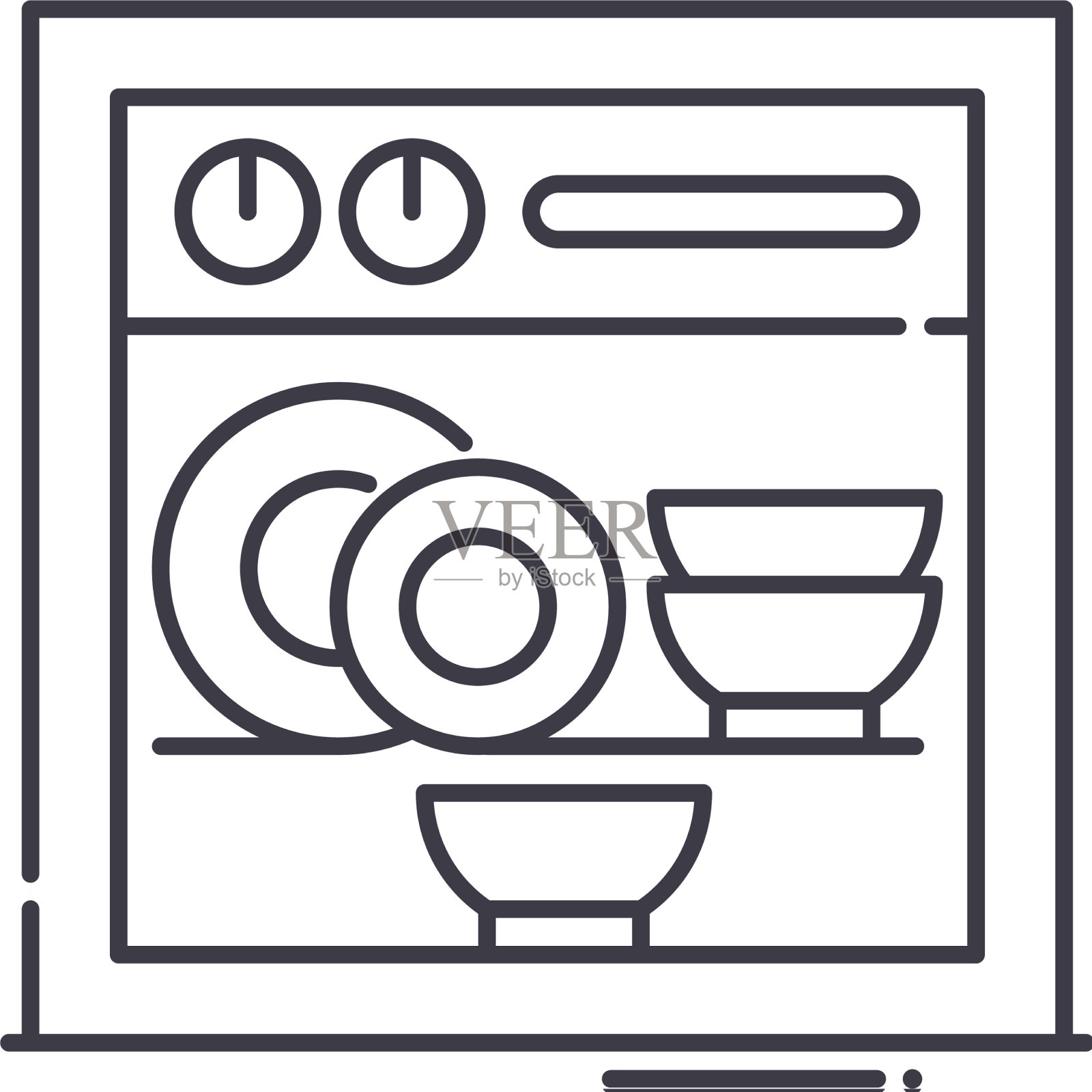 洗碗机图标线性隔离设计元素图片