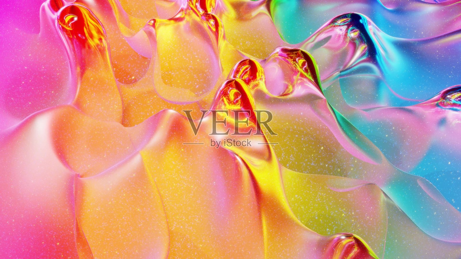 3d渲染抽象背景。美丽的彩色波浪形液体表面与图案，梯度颜色和流动波在它上。彩虹光泽和哑光液体。创造性的明亮的bg照片摄影图片