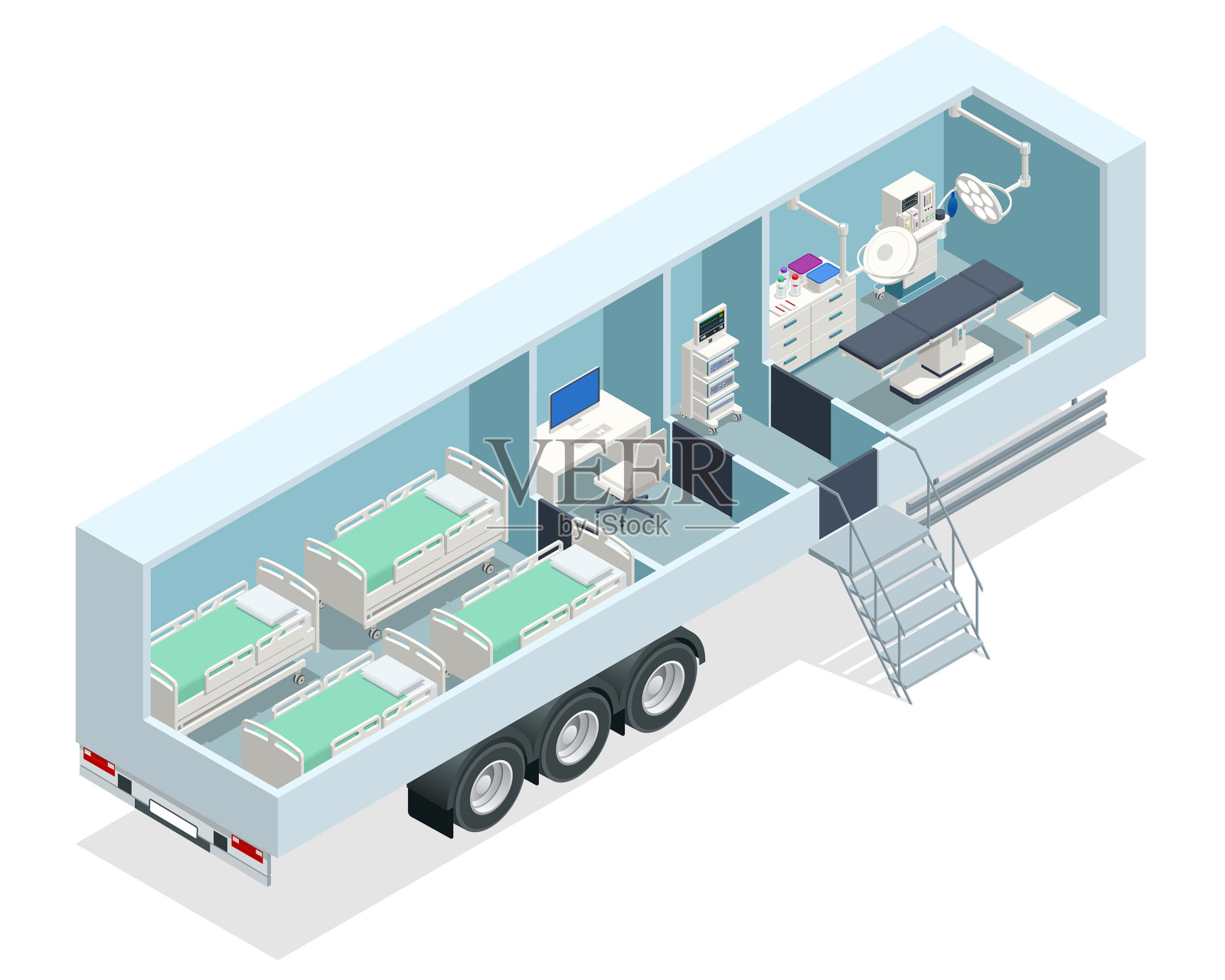 等距医院在汽车移动医院设计元素图片