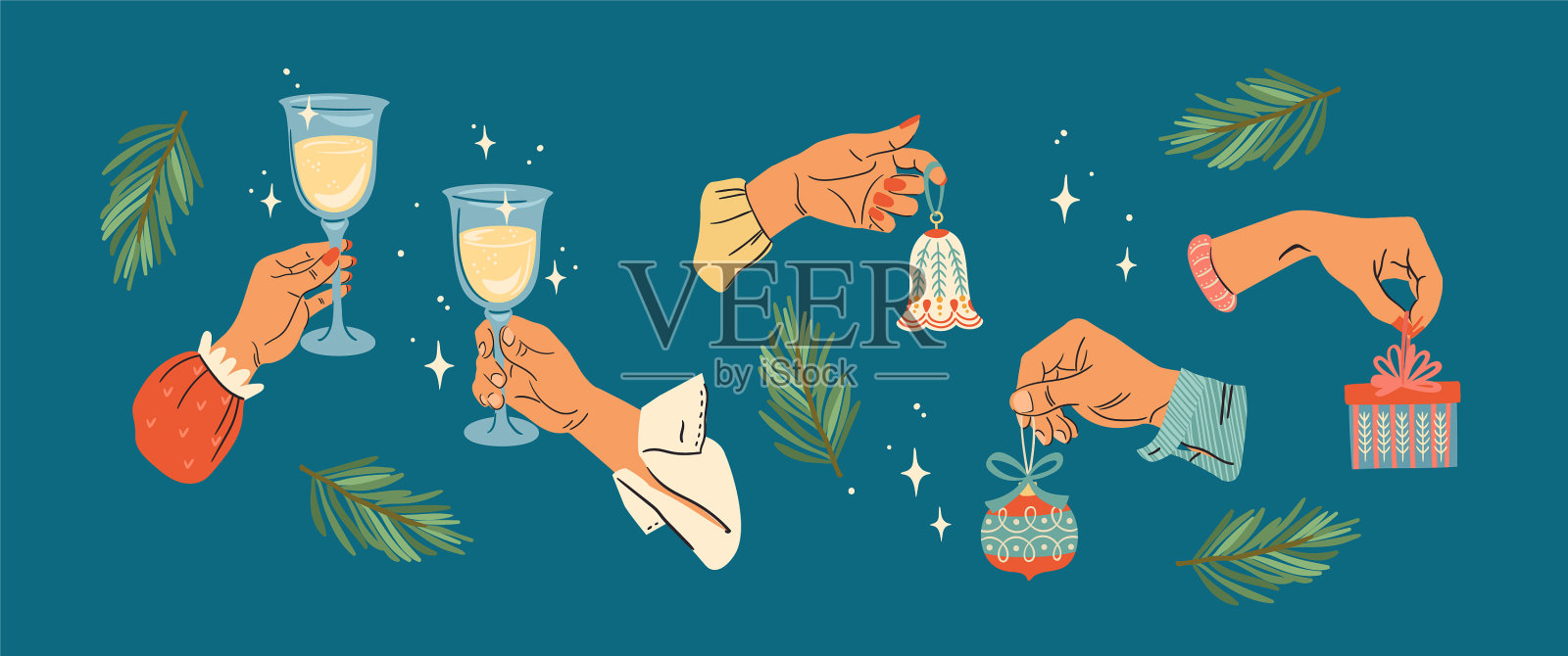 圣诞快乐，新年快乐插画图片素材