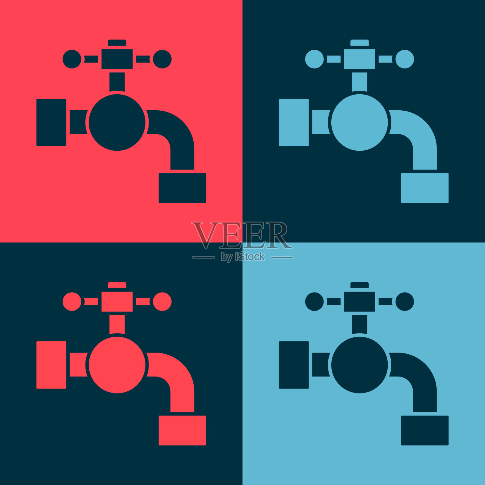 波普艺术的水龙头图标孤立的颜色插画图片素材