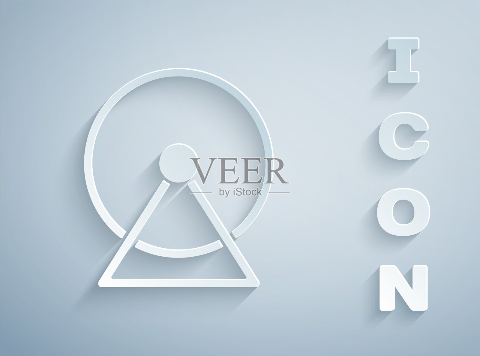 剪纸仓鼠轮图标孤立在灰色插画图片素材