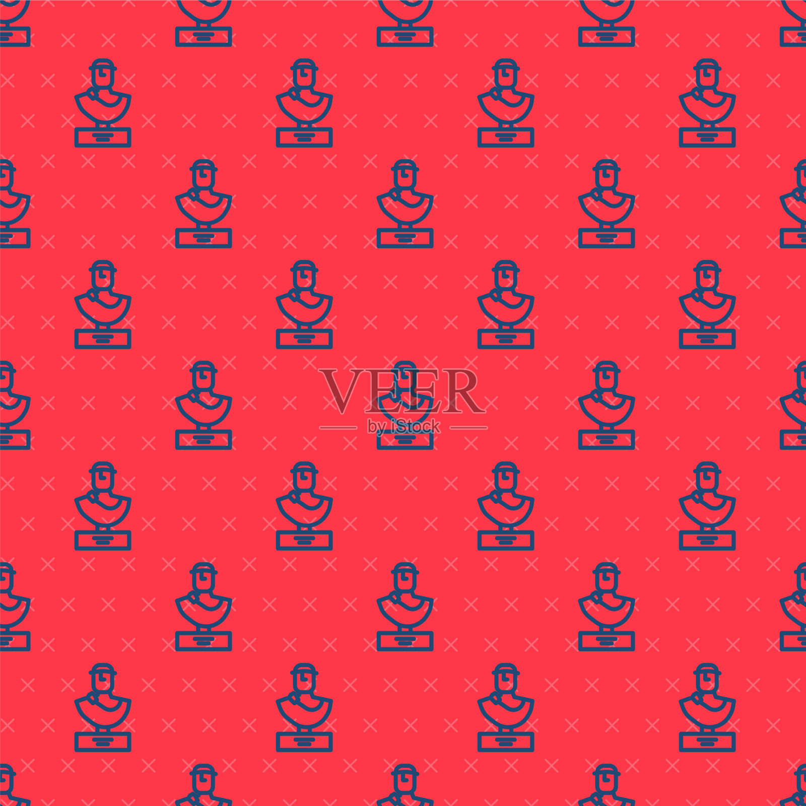 蓝线古半身雕塑图标孤立插画图片素材